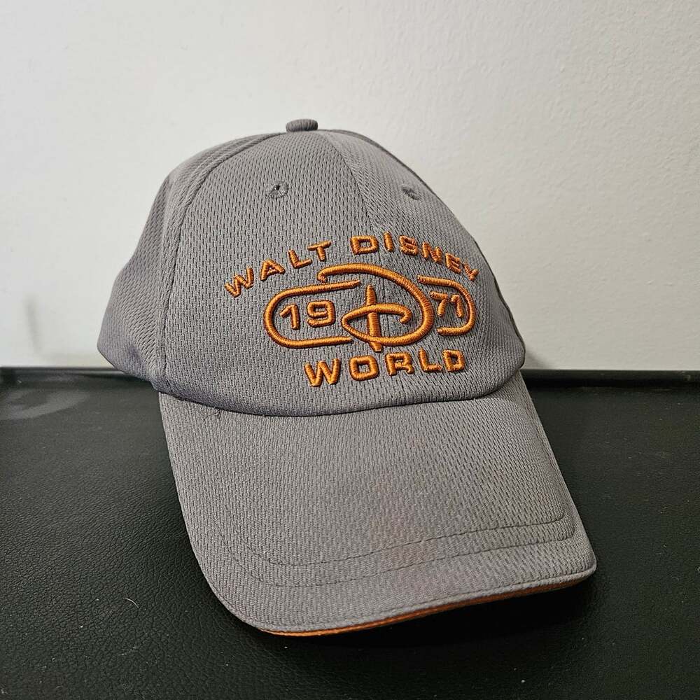 WALT DISNEY WORLD D 1971 ADULT GRAY ORANGE PERFORMANCE ATHLETIC BASEBALL HAT CAP